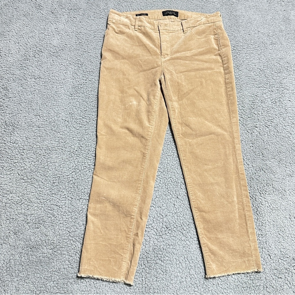 👉 Talbots Slim Ankle Corduroy Pants – Size 6P Tan Frayed Hem Stretch